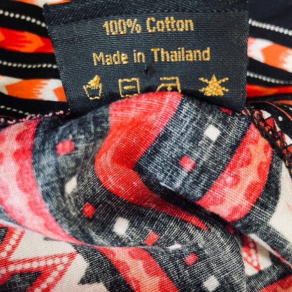 Raan Pah Muang Dashiki Top 3XL Black Red Cotton Festival Boho Summer Vacation - Picture 4 of 13